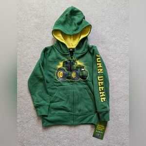 John Deere Zip Front Fleece Hoodie Sweatshirt